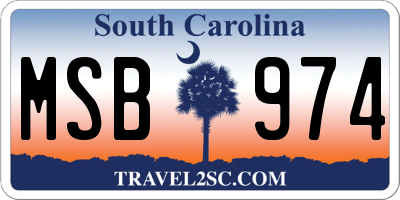 SC license plate MSB974