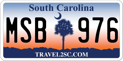 SC license plate MSB976
