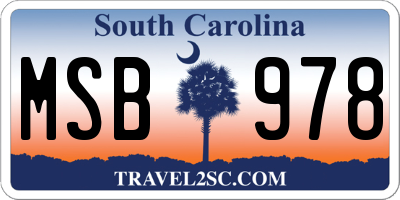 SC license plate MSB978