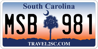 SC license plate MSB981