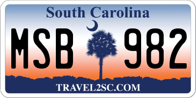 SC license plate MSB982