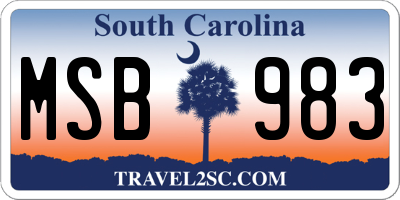 SC license plate MSB983