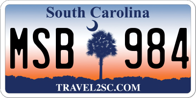 SC license plate MSB984