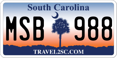 SC license plate MSB988