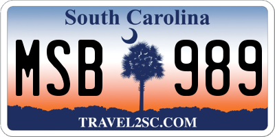 SC license plate MSB989