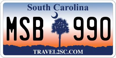 SC license plate MSB990