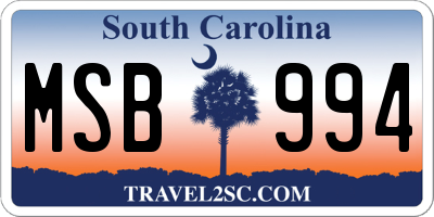 SC license plate MSB994