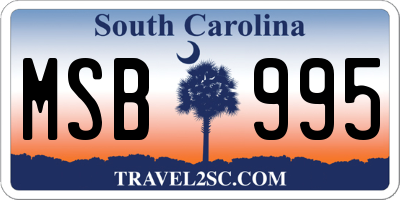 SC license plate MSB995