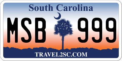 SC license plate MSB999