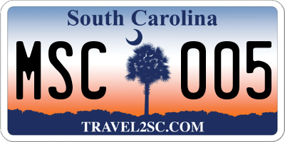 SC license plate MSC005