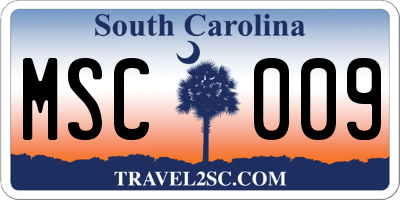 SC license plate MSC009