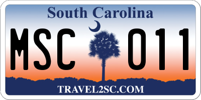 SC license plate MSC011