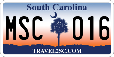 SC license plate MSC016