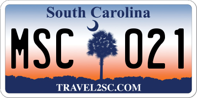 SC license plate MSC021