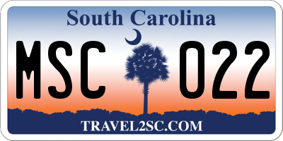 SC license plate MSC022