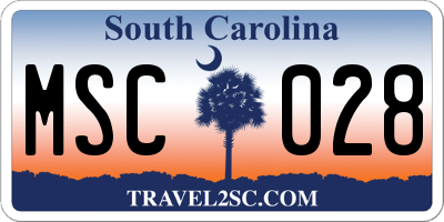 SC license plate MSC028
