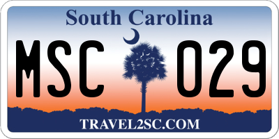 SC license plate MSC029