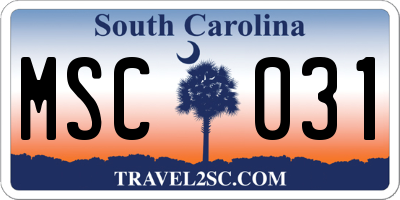 SC license plate MSC031
