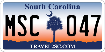 SC license plate MSC047