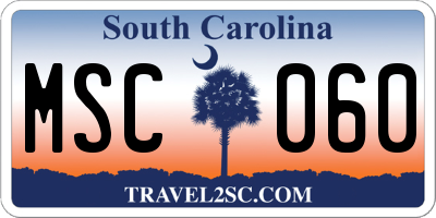 SC license plate MSC060