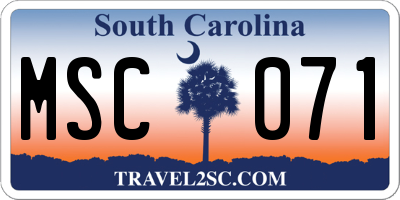 SC license plate MSC071