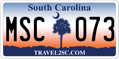 SC license plate MSC073