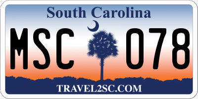SC license plate MSC078