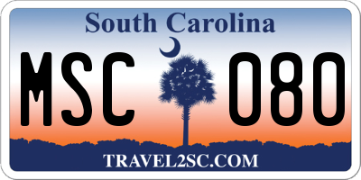 SC license plate MSC080