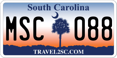 SC license plate MSC088