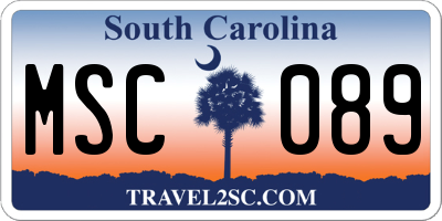 SC license plate MSC089