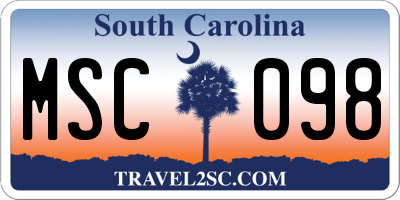 SC license plate MSC098