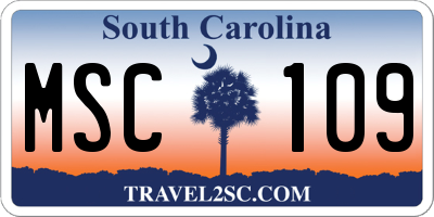 SC license plate MSC109