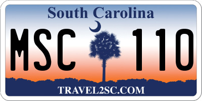 SC license plate MSC110