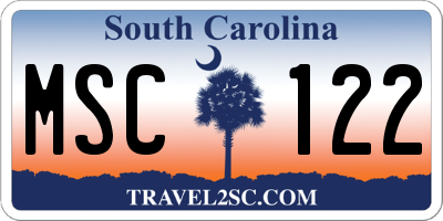 SC license plate MSC122