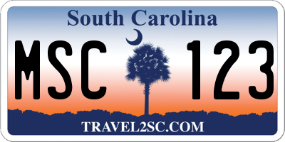 SC license plate MSC123