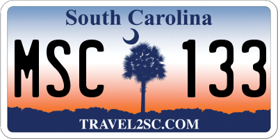 SC license plate MSC133