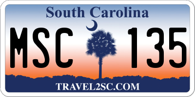 SC license plate MSC135