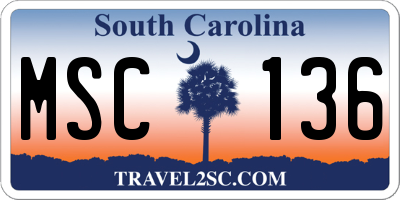 SC license plate MSC136
