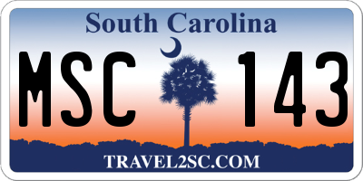 SC license plate MSC143
