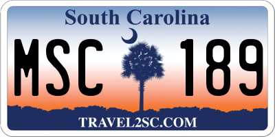 SC license plate MSC189