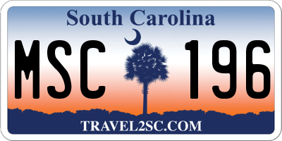 SC license plate MSC196