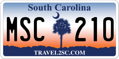 SC license plate MSC210