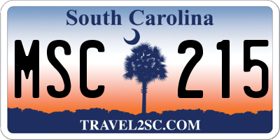 SC license plate MSC215