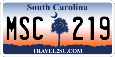 SC license plate MSC219