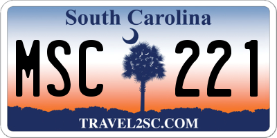 SC license plate MSC221
