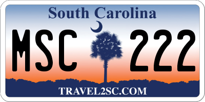 SC license plate MSC222