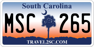 SC license plate MSC265