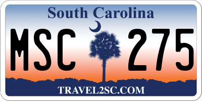 SC license plate MSC275