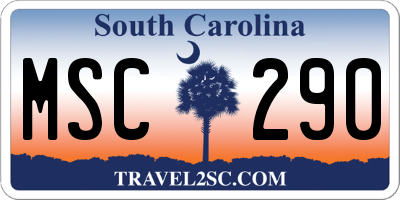 SC license plate MSC290