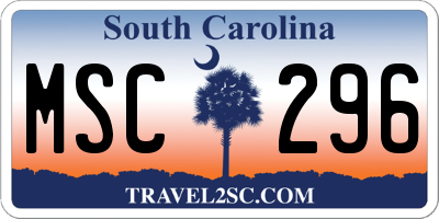 SC license plate MSC296